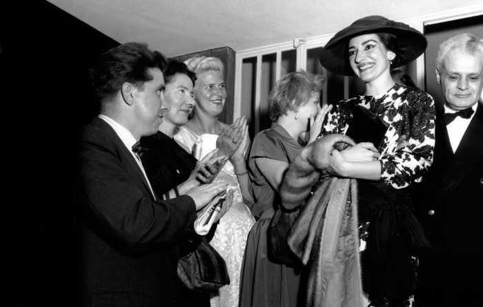 With Antonio Ghiringhelli, director of La Scala, after a performance of <em>La sonnambula</em> in Cologne